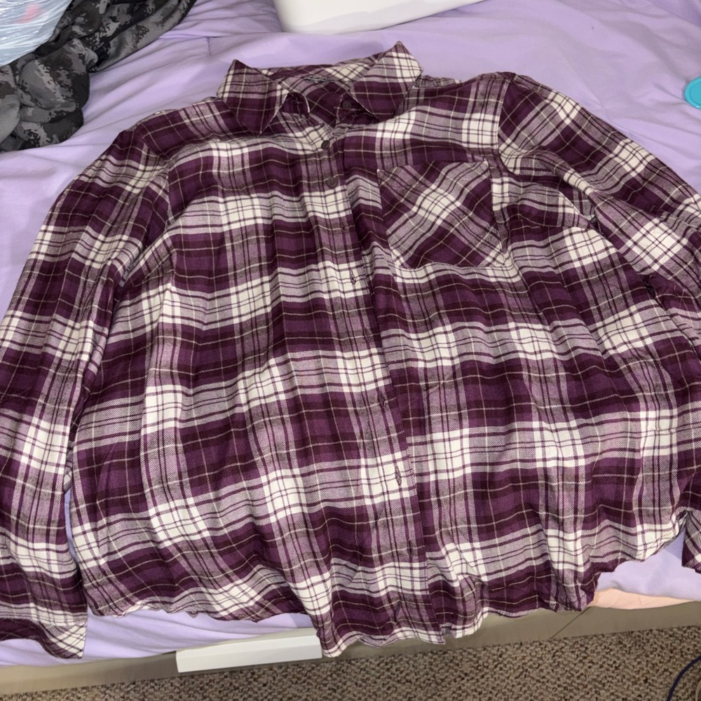 Torrid Purple Plaid Button Down Shirt